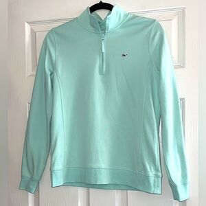 Vineyard Vines Women's Quarter-Zip Pullover in a Mint Green Color
